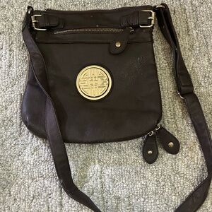 Brown Crossbody Bag with Gold Accent